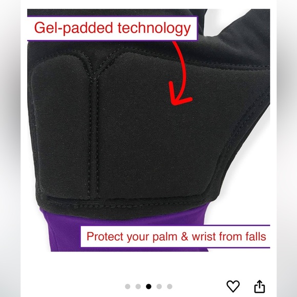 Water-Resistant Ice Skating Gloves-Protective Padding, fleece lined- xx small - Picture 4 of 6